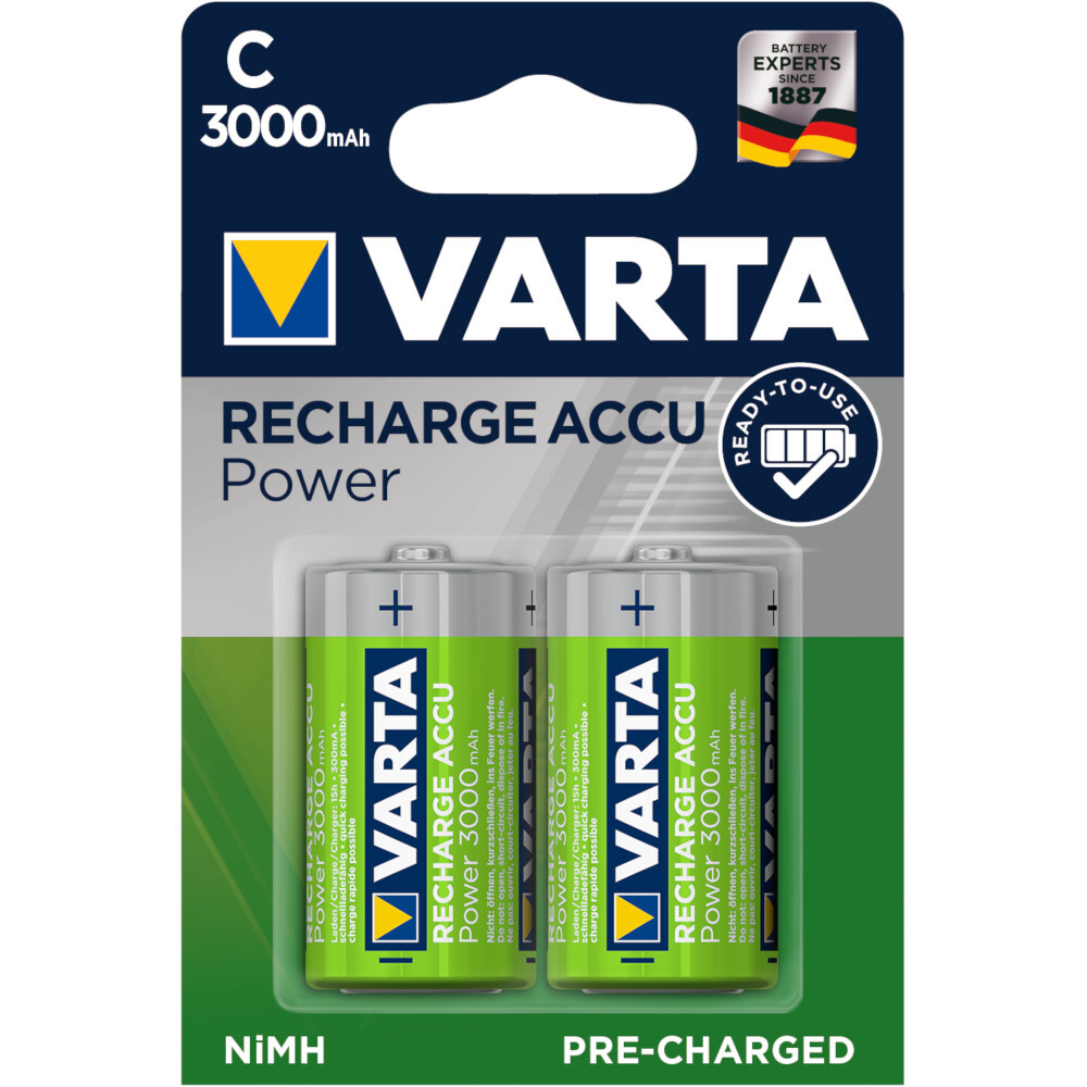 Varta Power Akku 1,2V 3000mAh C Baby 2 Stück