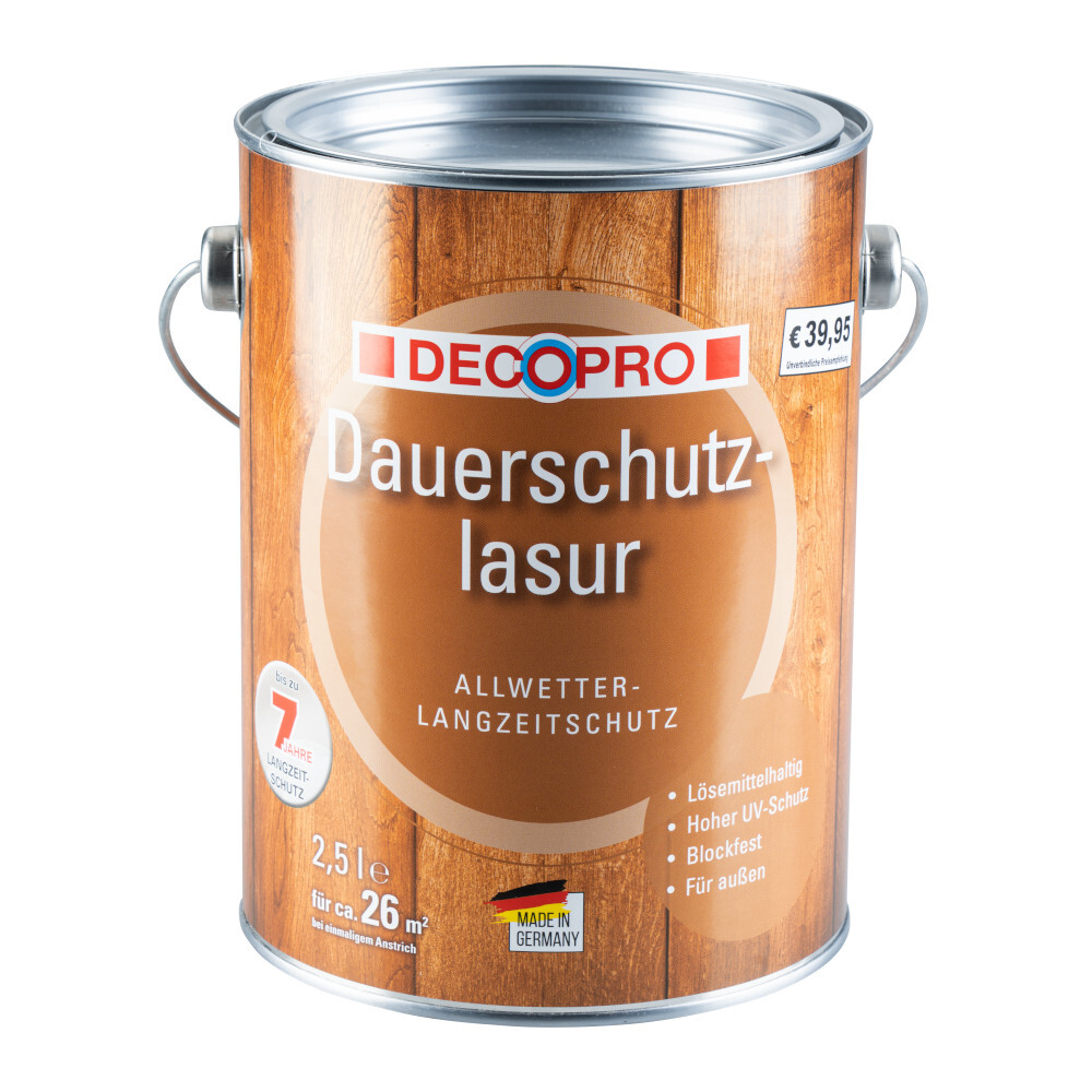DECOPRO Dauerschutzlasur teak seidenglänzend 2,5 Liter image number 0