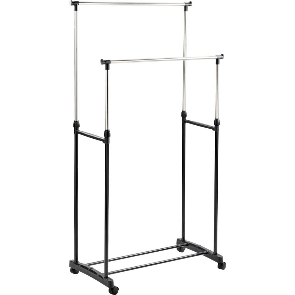 Garderobenständer rollbar mit zwei Stahlrohren, höhenverstellbar image number 1
