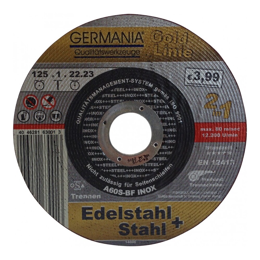 GERMANIA® Trennscheibe 125x1,0 mm Edelstahl INOX Gold Linie
