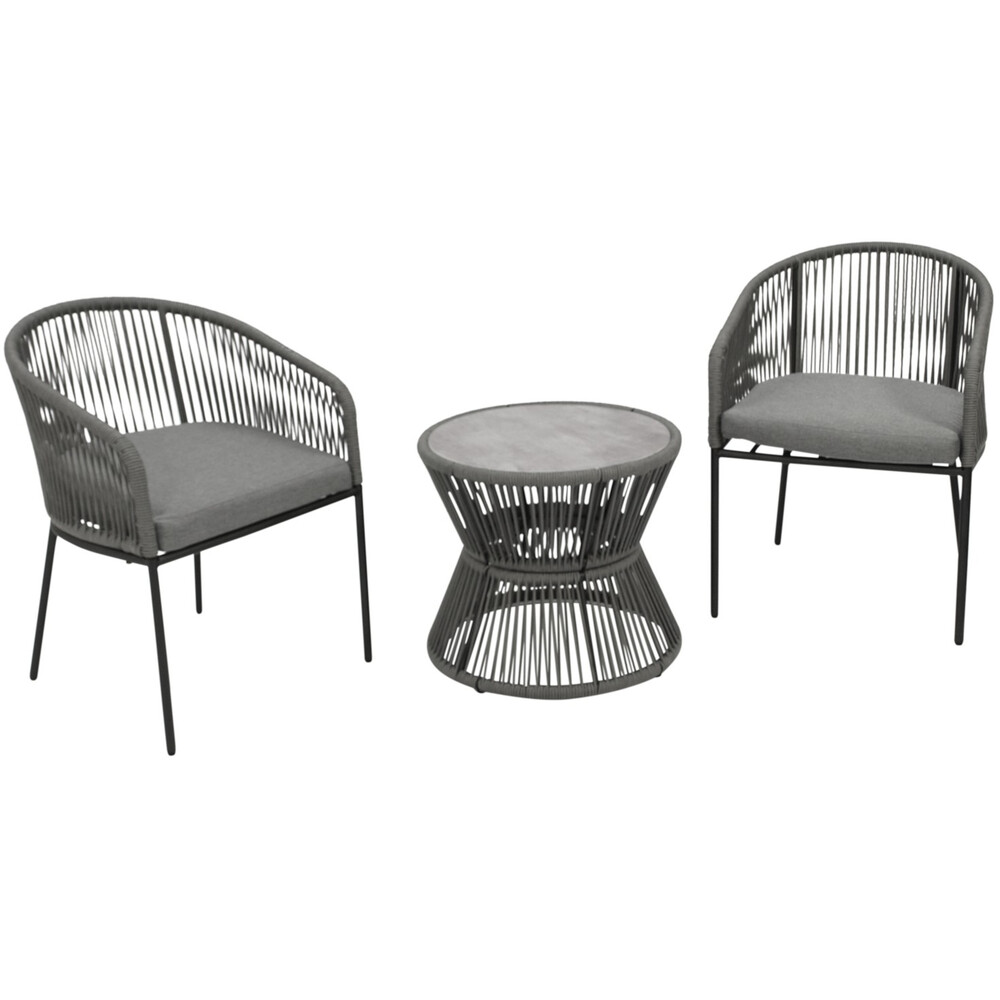 Sitzgruppe 3‑teilig aus Stahl, anthrazit, mit 2 Sesseln und Tisch image number 0