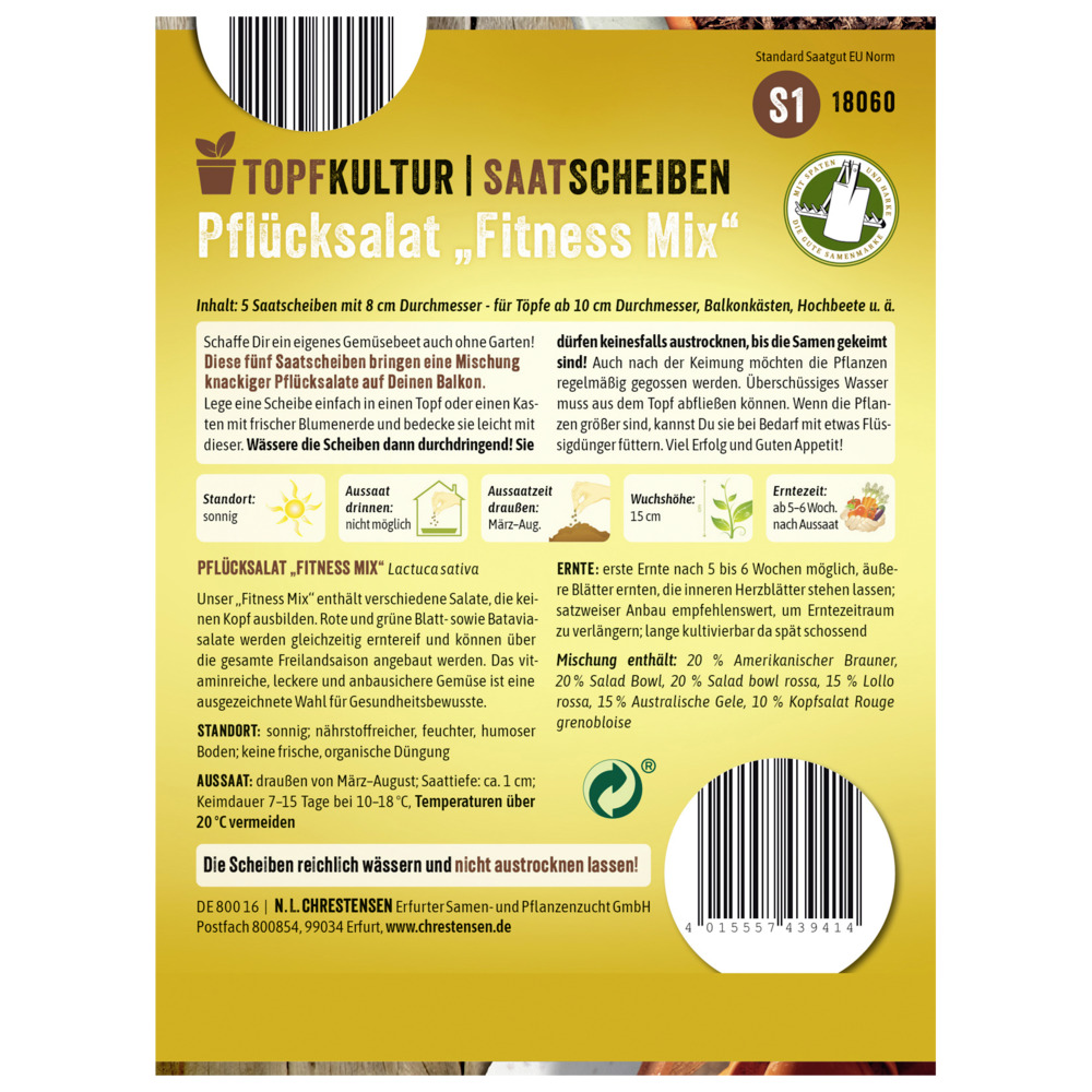 Saatscheiben Pflücksalat „Fitness-Mix“ 5 Scheiben image number 1