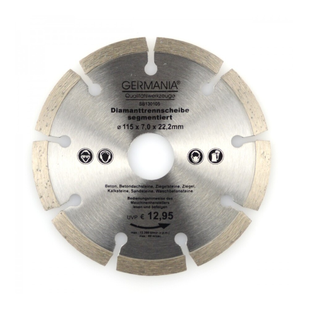 Diamanttrennscheibe 115x2,0x22,2mm segmentiert Beton Ziegeln Sandsteine image number 0