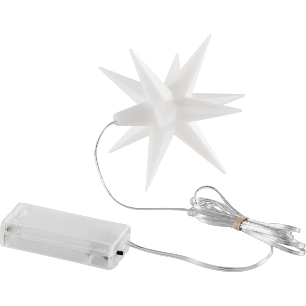 LED-3D-Stern &Oslash; 11,5 cm batteriebetrieben Kunststoff wei&szlig;
