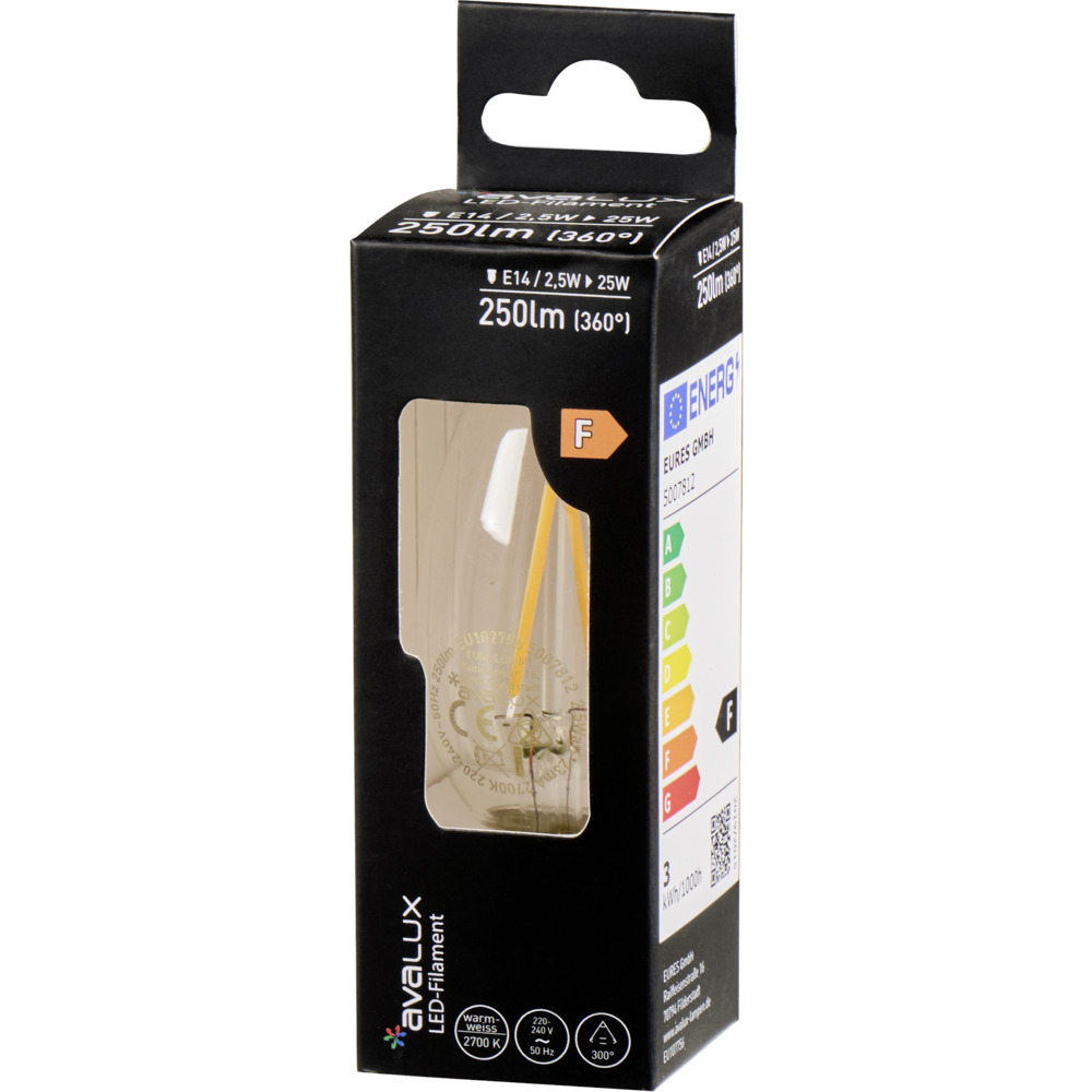 LED-Filament-Lampe 2,5 Watt mit E14 Sockel image number 1