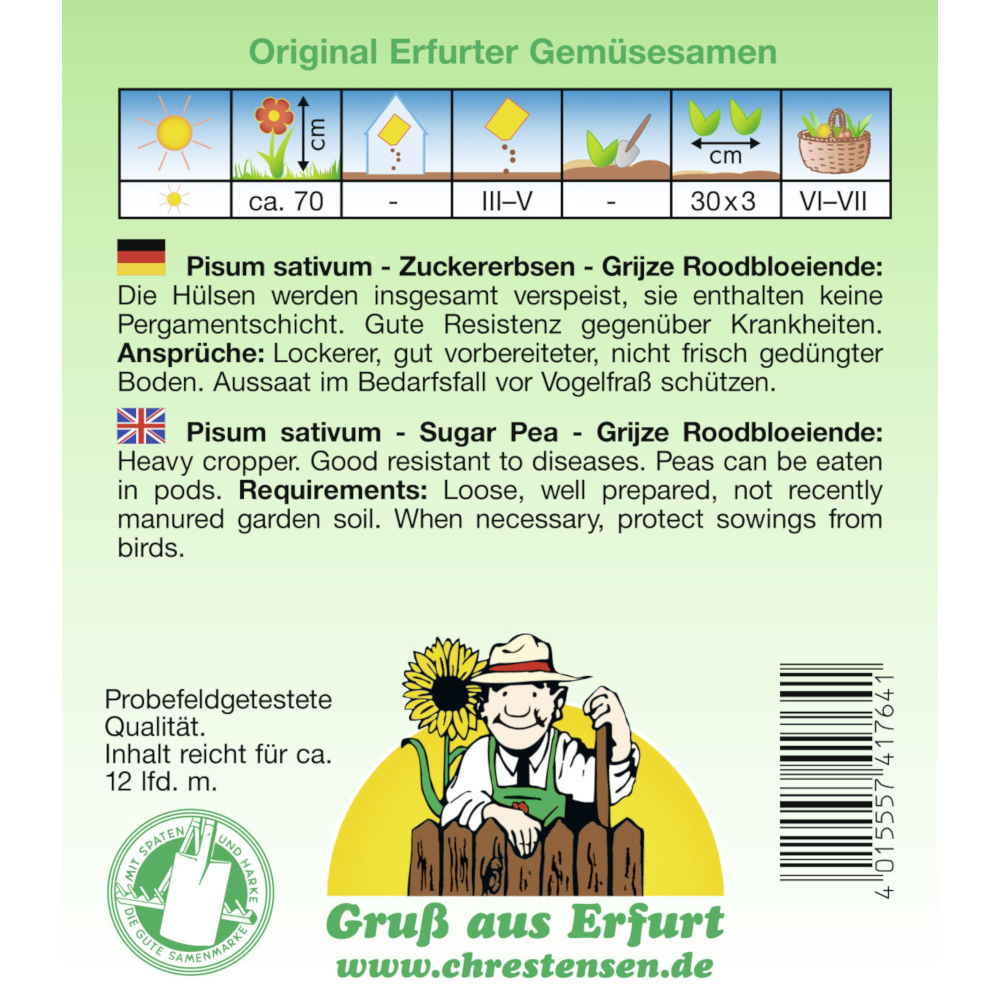 Saatgut Zuckererbse ca. 12 laufende Meter image number 1