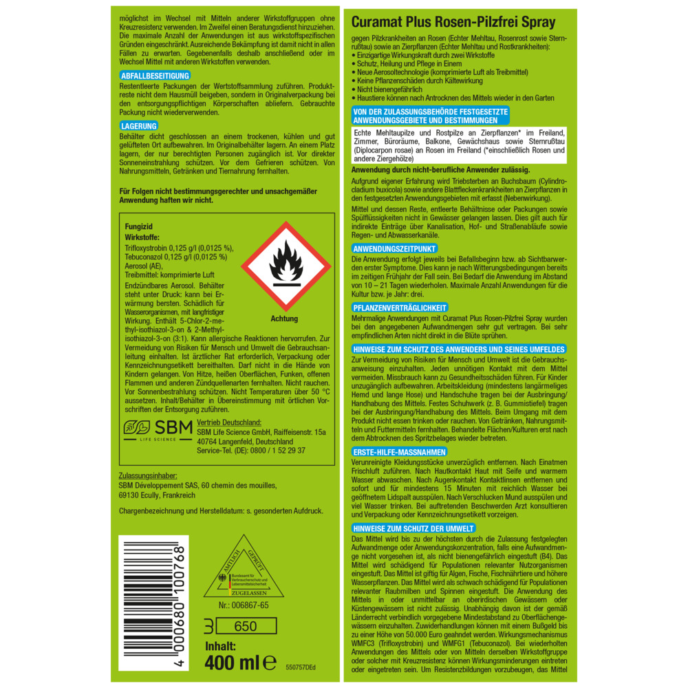 Rosen Pilzfrei Spray 400 ml image number 1