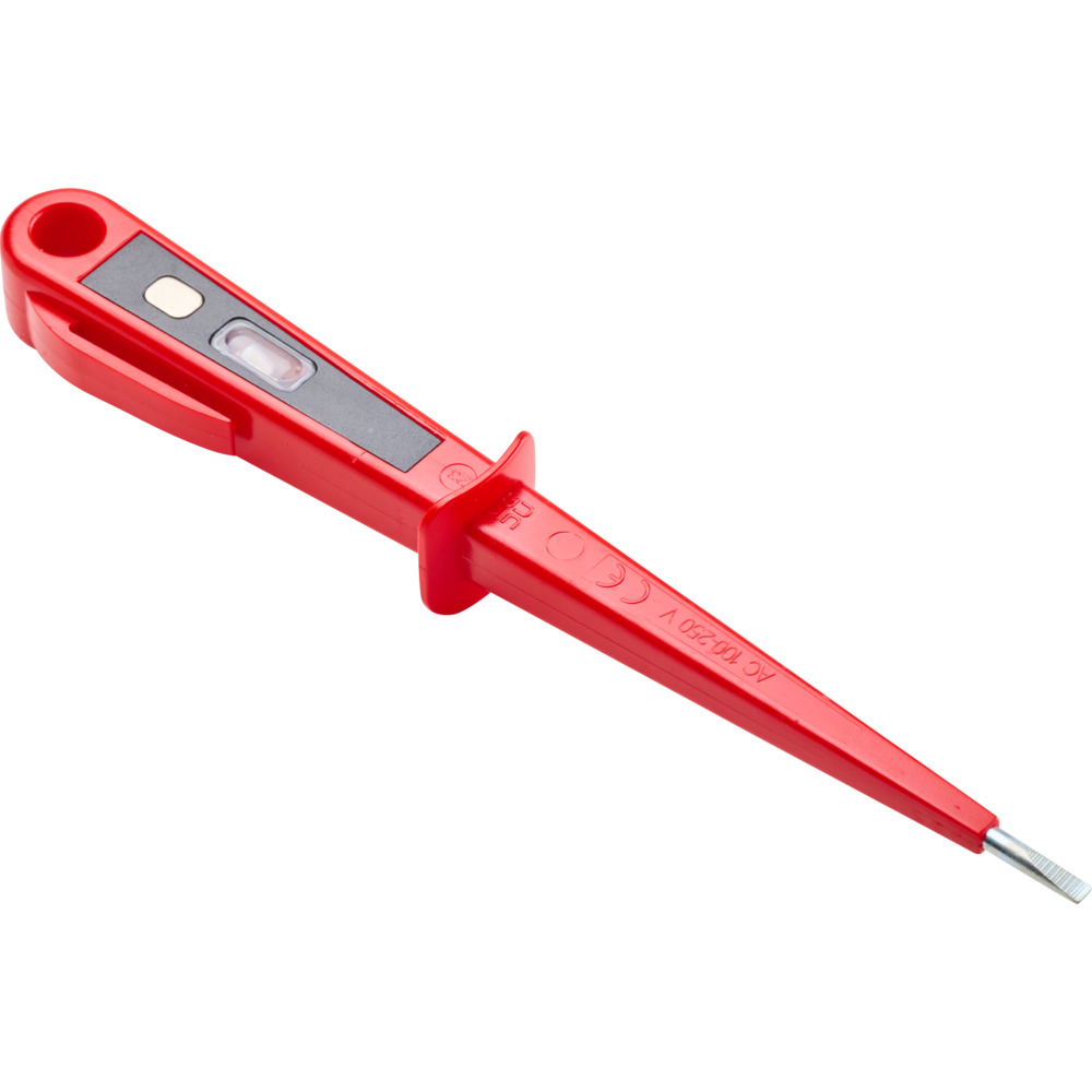 Spannungsprüfer Euro 190 mm in rot, isoliert mit Clip und Aufhängöse image number 1