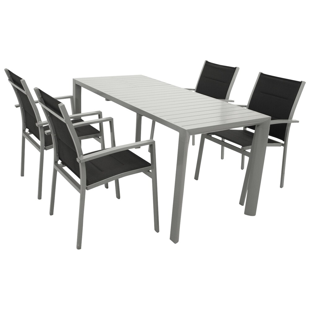 Gartengarnitur 5-teilig Aluminium Textilgewebe Schwarz image number 0