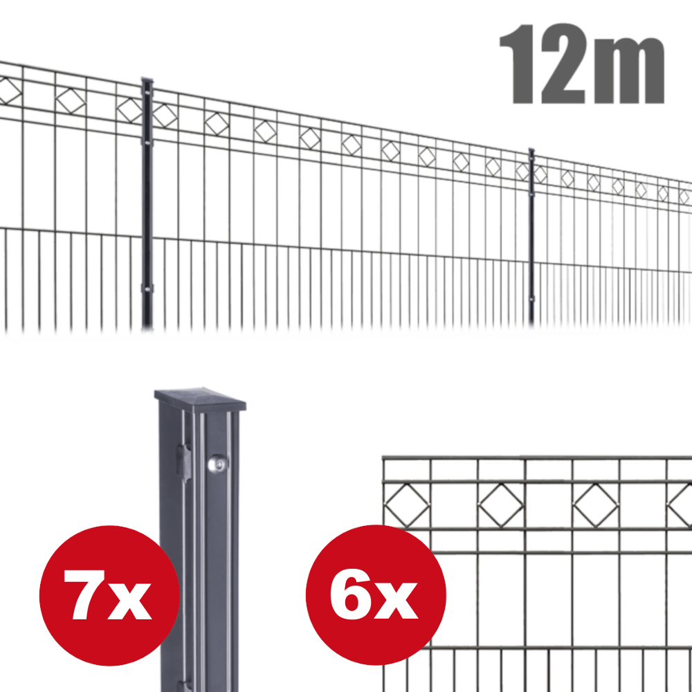 Zaunpaket Turin ca. 0,8 m x 12 m anthrazit verzinkt pulverbeschichtet image number 0