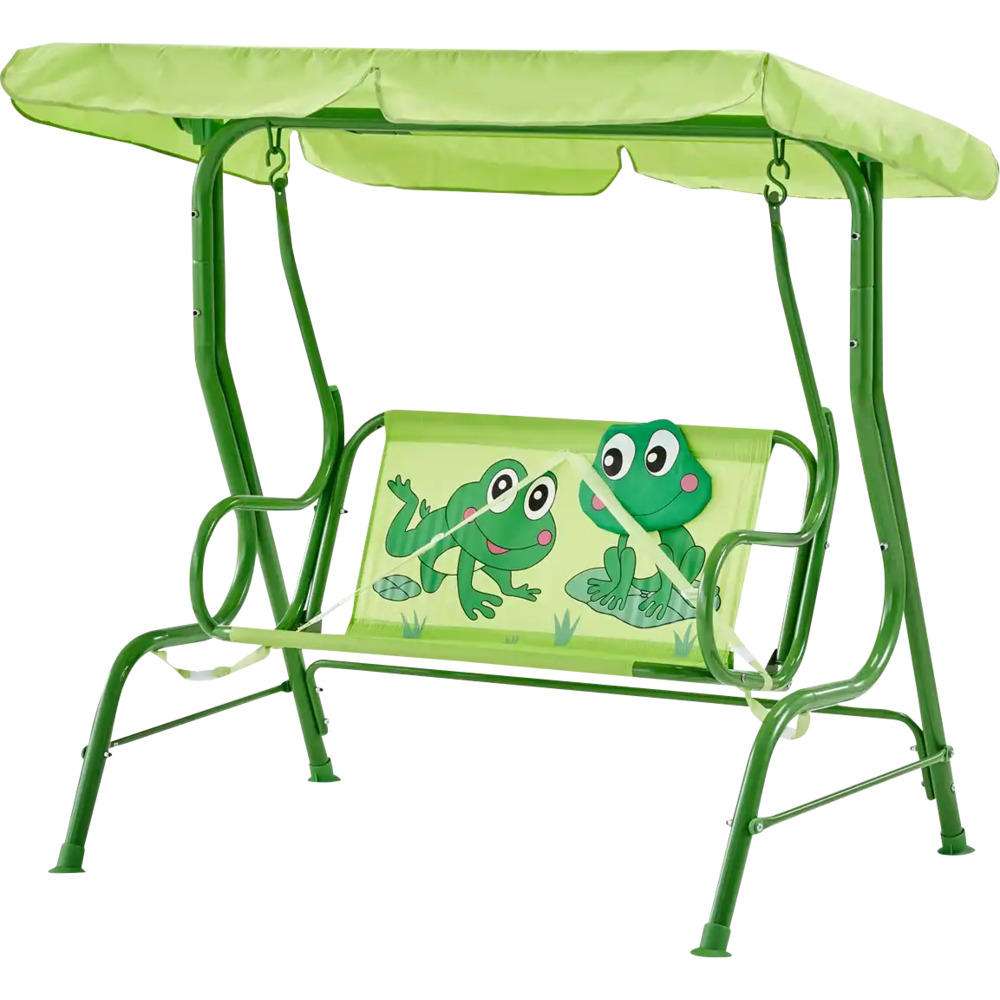 Kinderschaukel &bdquo;Fr&ouml;schl&ldquo; gr&uuml;n mit Sonnendach