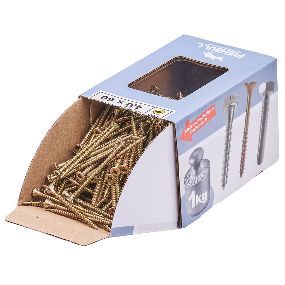 Spanplattenschraube 4x60 mm PZ 1kg FISHBULL-Pack Senkkopf Vollgewinde Kreuzschlitz image number 3