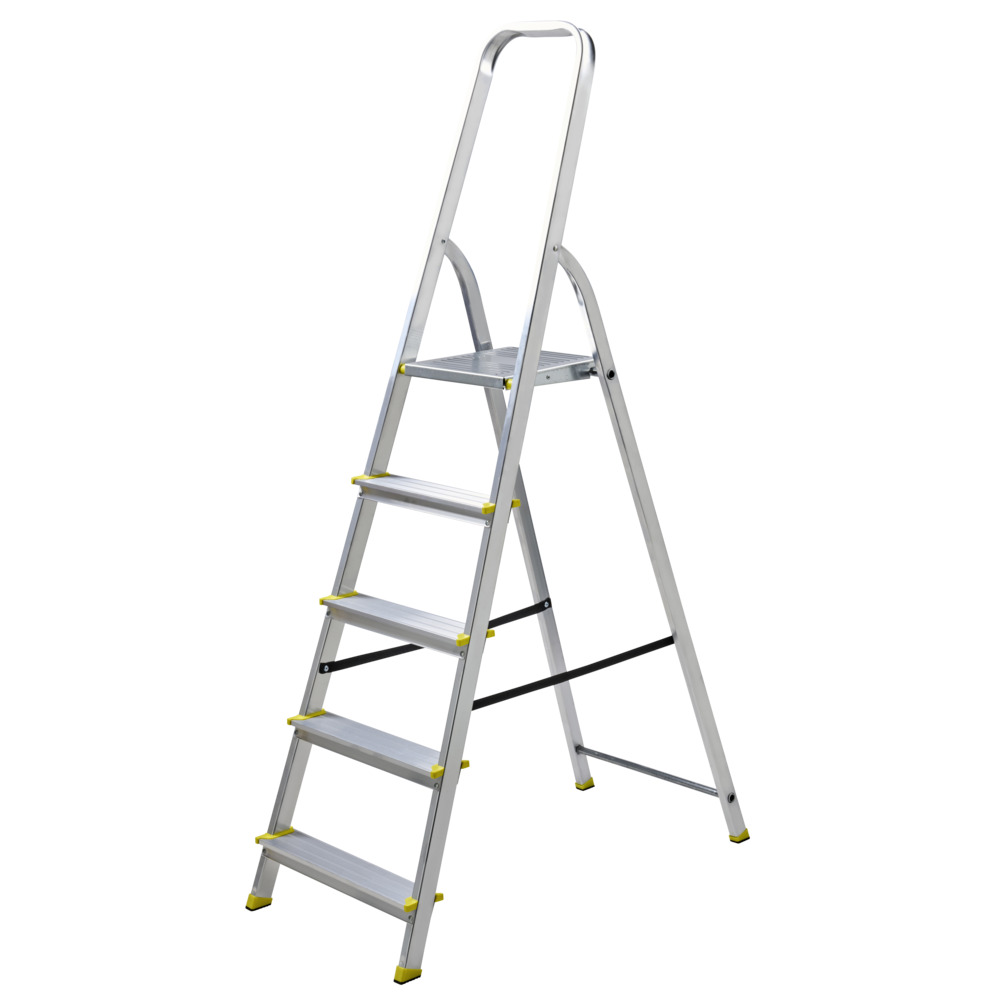 Stehleiter 5-stufig aus Aluminium mit Haltebügel