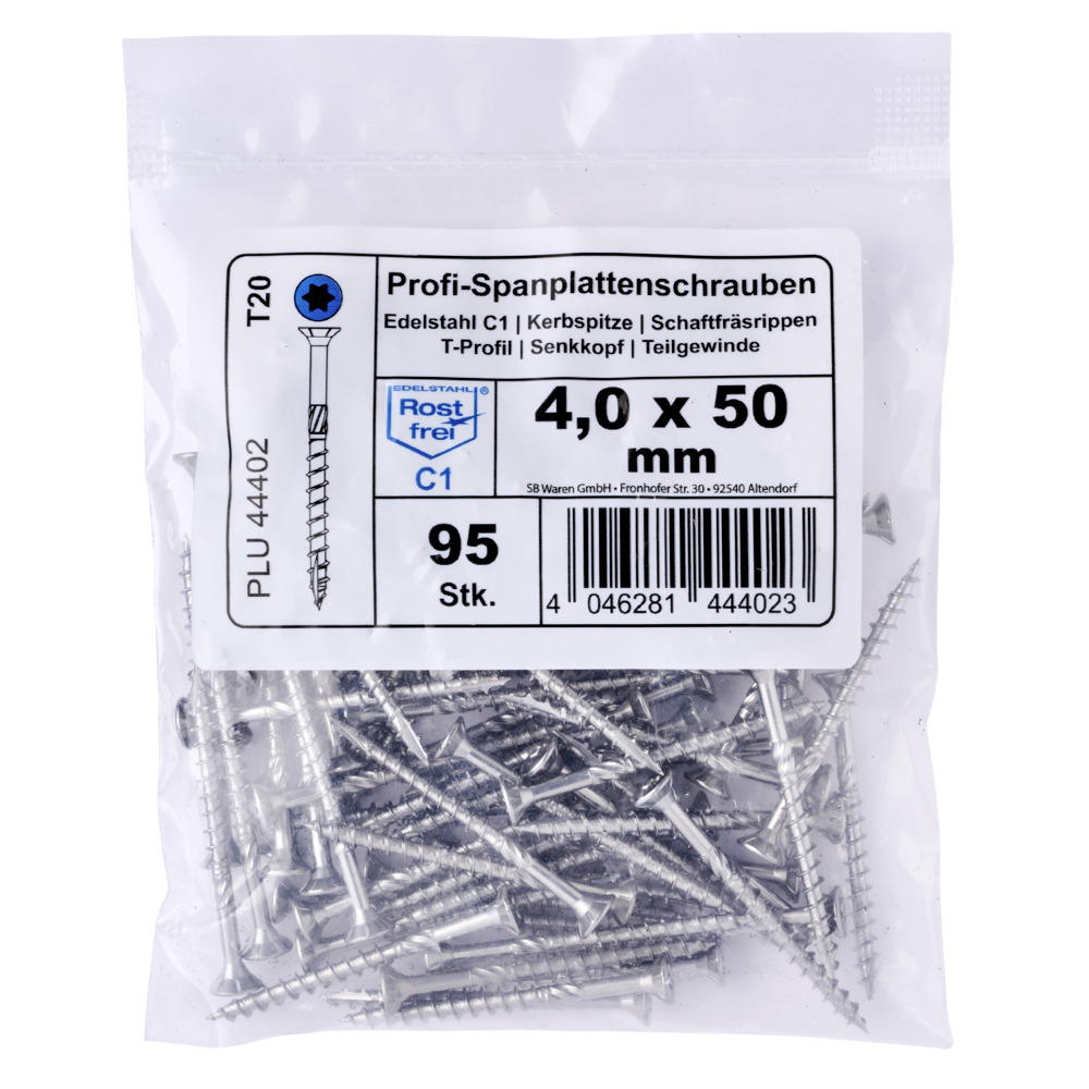 Spanplattenschraube 4,0x50 mm IVZ FISHBULL Vorteilspackung Senkkopf Teilgewinde Kerbspitze image number 1