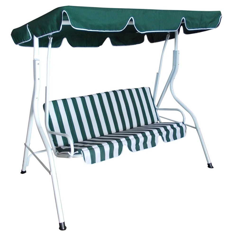 Hollywoodschaukel 3-Sitzer Florida 170 x 110 x 153 cm weiß/grün