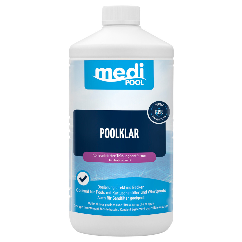 mediPOOL Poolklar 1 Liter, Poolwasser-Pflege gegen Trübung