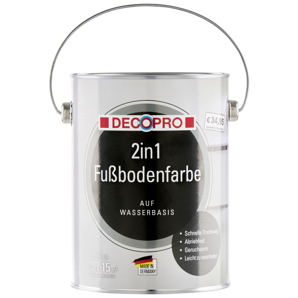 DECOPRO 2in1 Fußbodenfarbe 2,5 Liter in Silbergrau image number 1