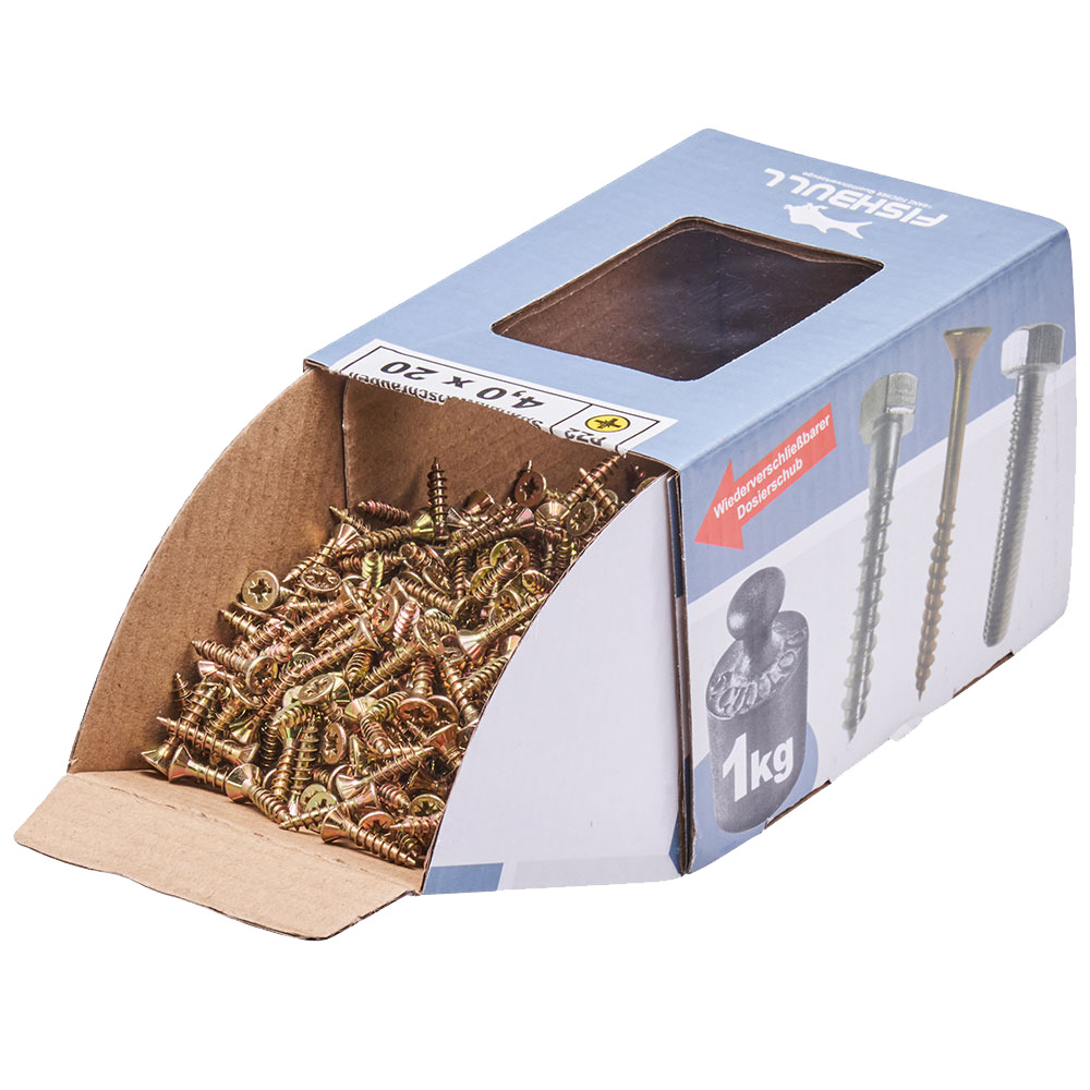 Spanplattenschraube 4,0x20 mm PZ 1kg FISHBULL-Pack Senkkopf Vollgewinde Kreuzschlitz image number 3