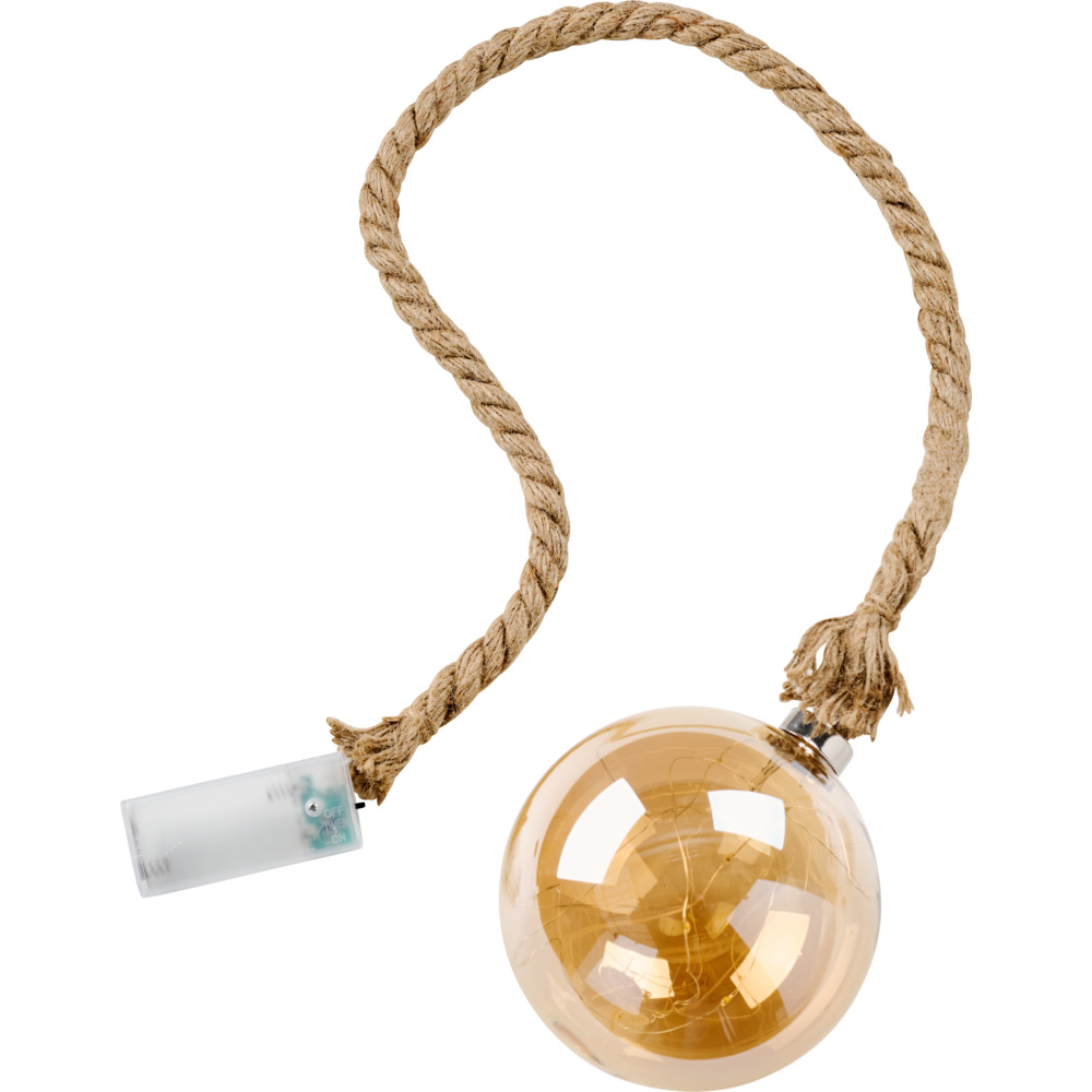 LED-Hängedeko Glaskugel 12 cm an Sisalseil 10 LEDs