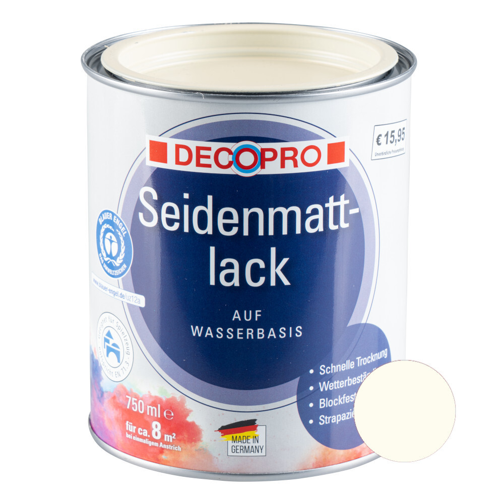 DECOPRO Acryl Seidenmattlack 750 ml cremeweiß