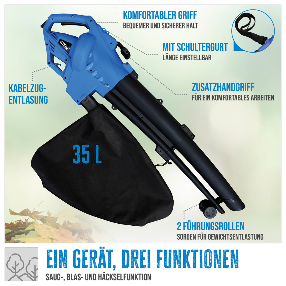Güde® Laubsauger Elektro GLS 3000 Vario mit 35 Liter Laubfangsack image number 5