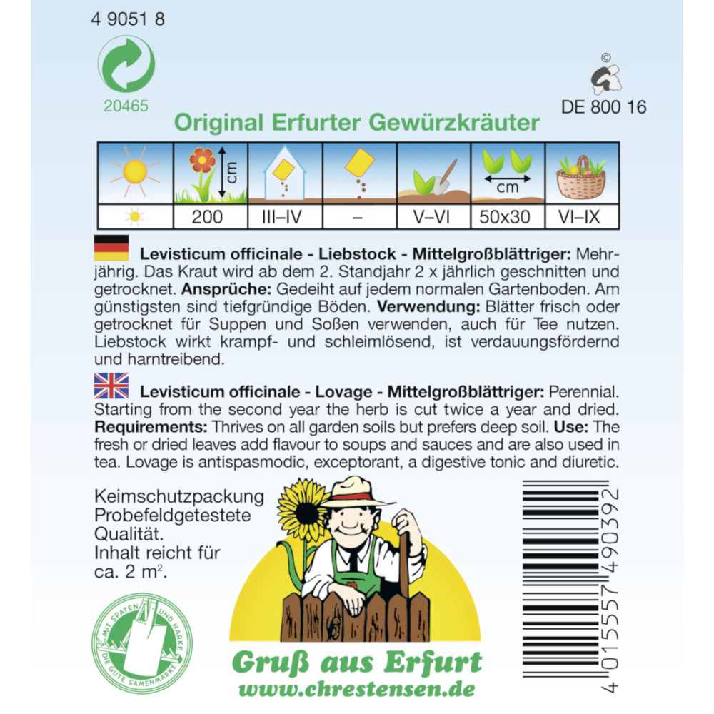 Saatgut Liebstock Mittelgro&szlig;bl&auml;ttriger ca. 2 m&sup2; image number 1