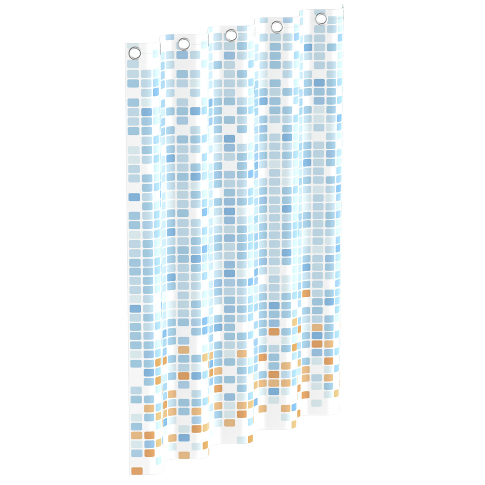 Duschvorhang Mosaik Blau/Orange