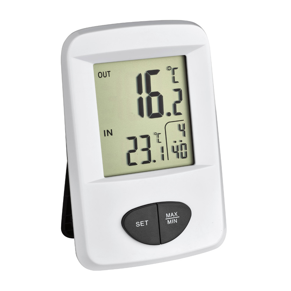 Funk Thermometer für Außen und Innentemperatur mit Uhrzeitanzeige