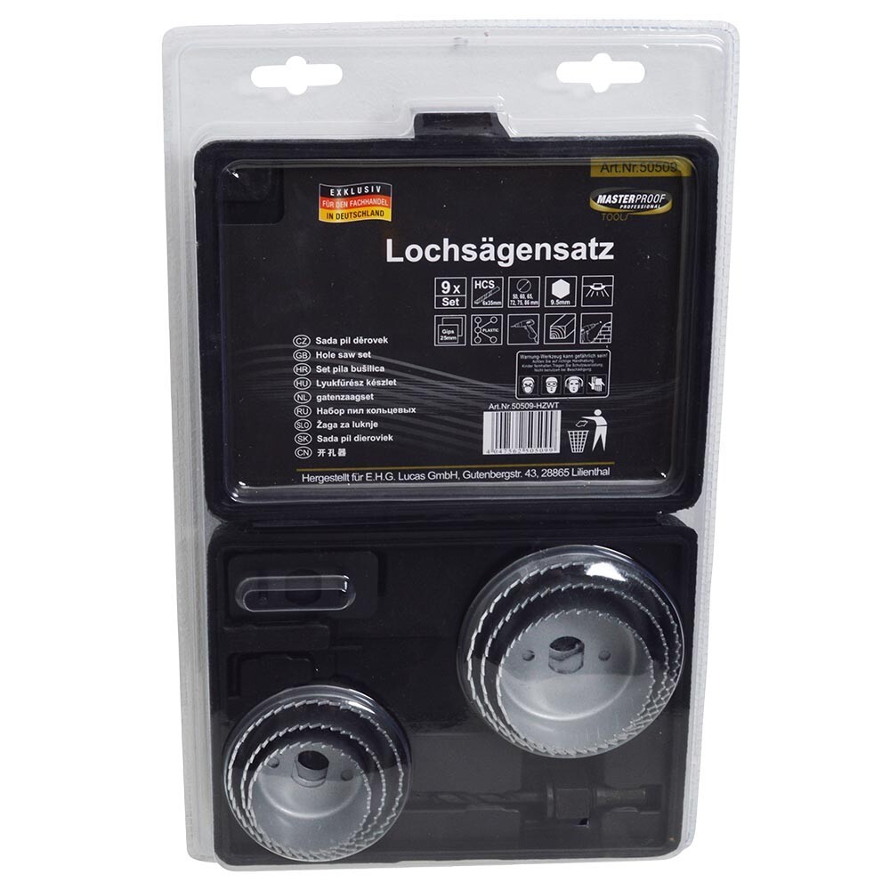 Lochsägensatz 9-teilig 50-60-65-72-75-86 mm image number 0
