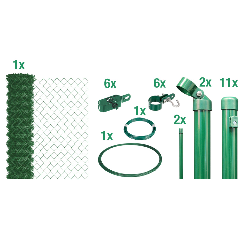 Maschendrahtzaun-Set grün 25 m x 125 cm zum Einbetonieren image number 0