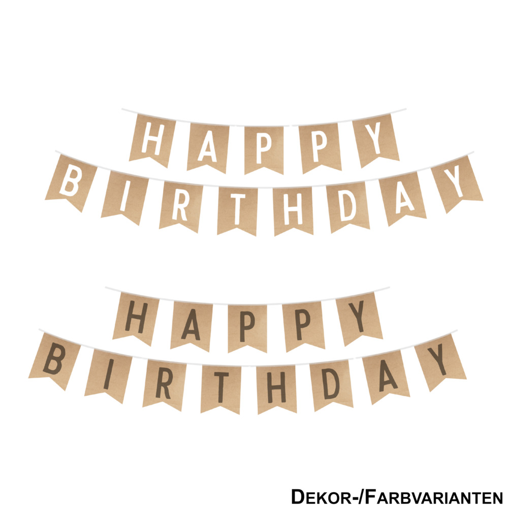 Wimpelkette Happy Birthday Kraftpapier 2,5 m 2 St&uuml;ck