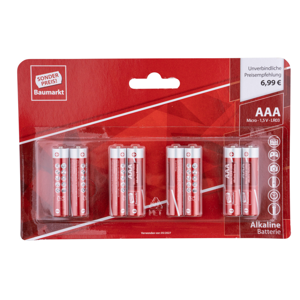 Sonderpreis Baumarkt Batterien LR 03 AAA 8 Stück, nicht wiederaufladbar