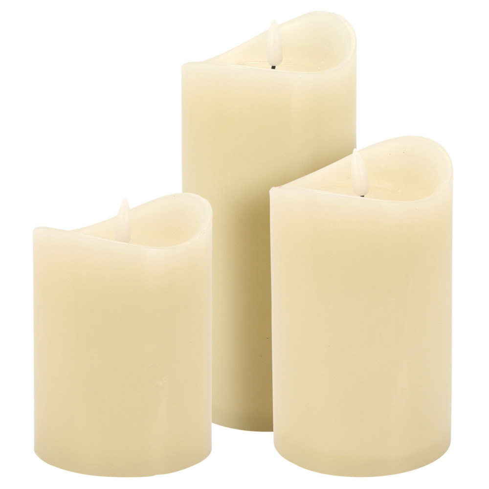 LED-Echtwachskerzen Set 3-teilig mit Timer
