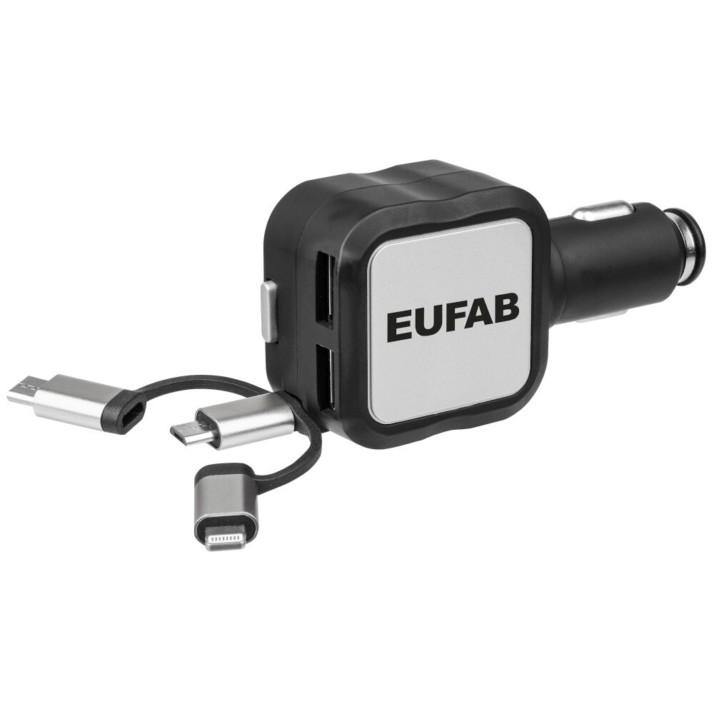 KFZ-Ladekabel mit verschiedenen Adaptern und automatischem Einzug
