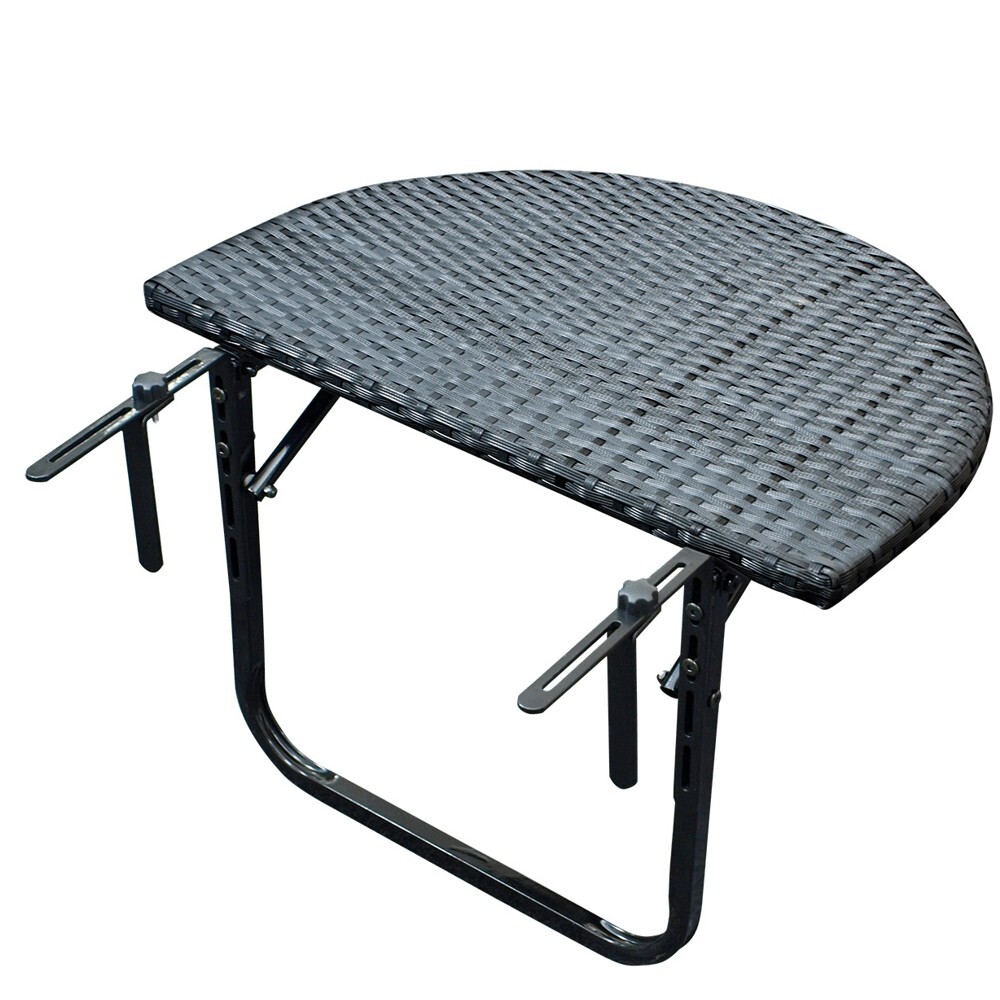 Balkonhängetisch 60 x 40 cm, Polyrattan schwarz