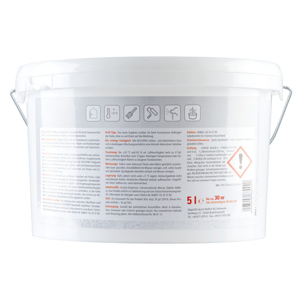 DECOPRO Wandweiß 5 Liter stumpfmatt image number 1