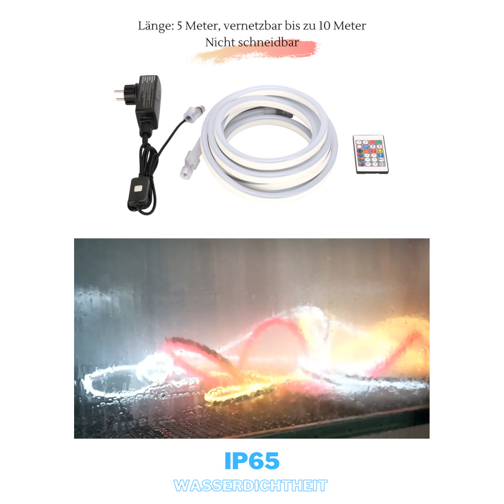 LED-Lichtschlauch "Neon Flex Rainbow" 5 Meter image number 3