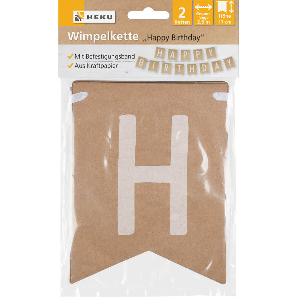 Wimpelkette Happy Birthday Kraftpapier 2,5 m 2 St&uuml;ck image number 2