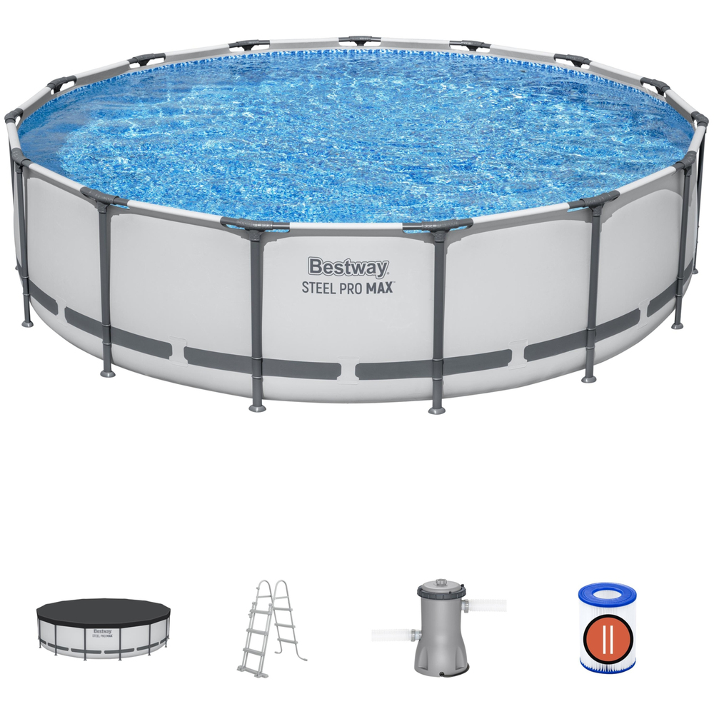 Bestway&reg; Steel Pro MAX Frame Pool &Oslash;457x107cm Komplett-Set 5-teilig