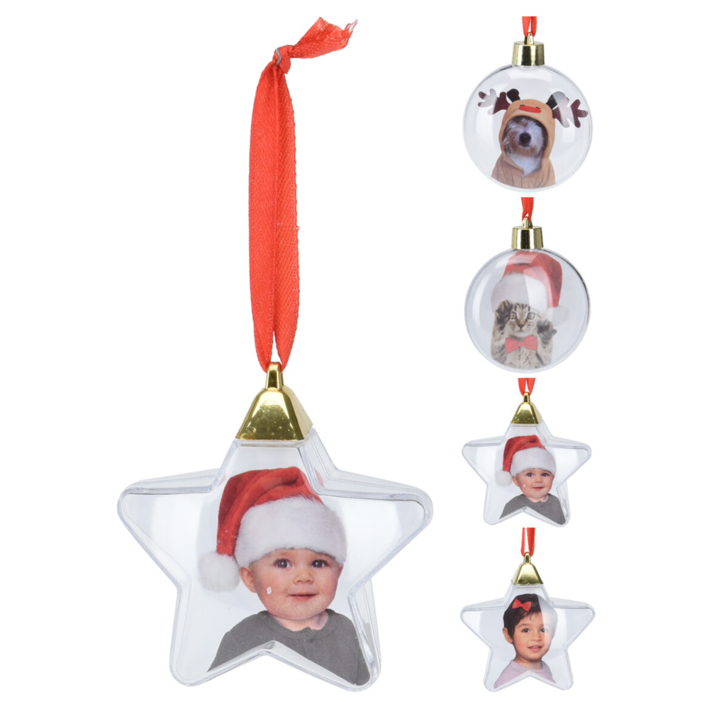 Weihnachtskugel für Fotos 7 cm mit Aufhänger