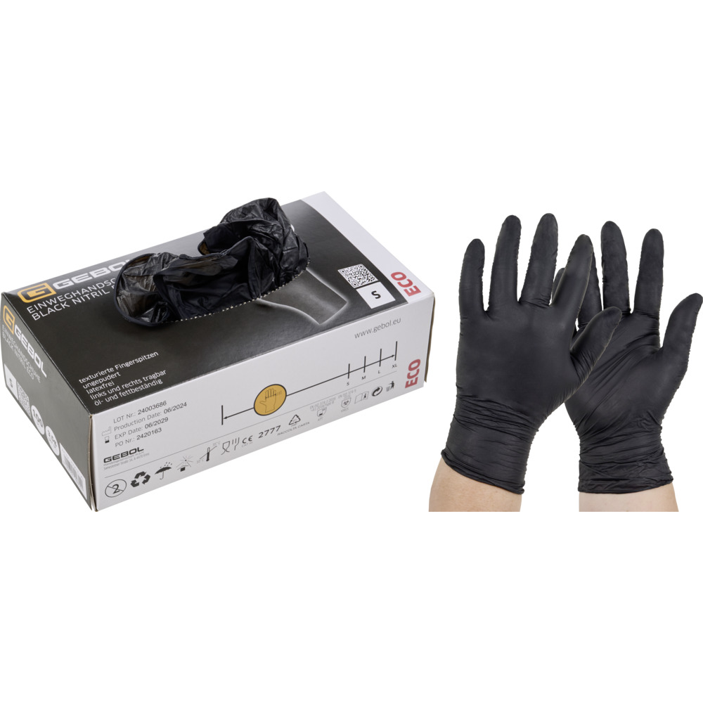 Einweghandschuhe Nitril Gr. 7 / S, 100 Stück schwarz