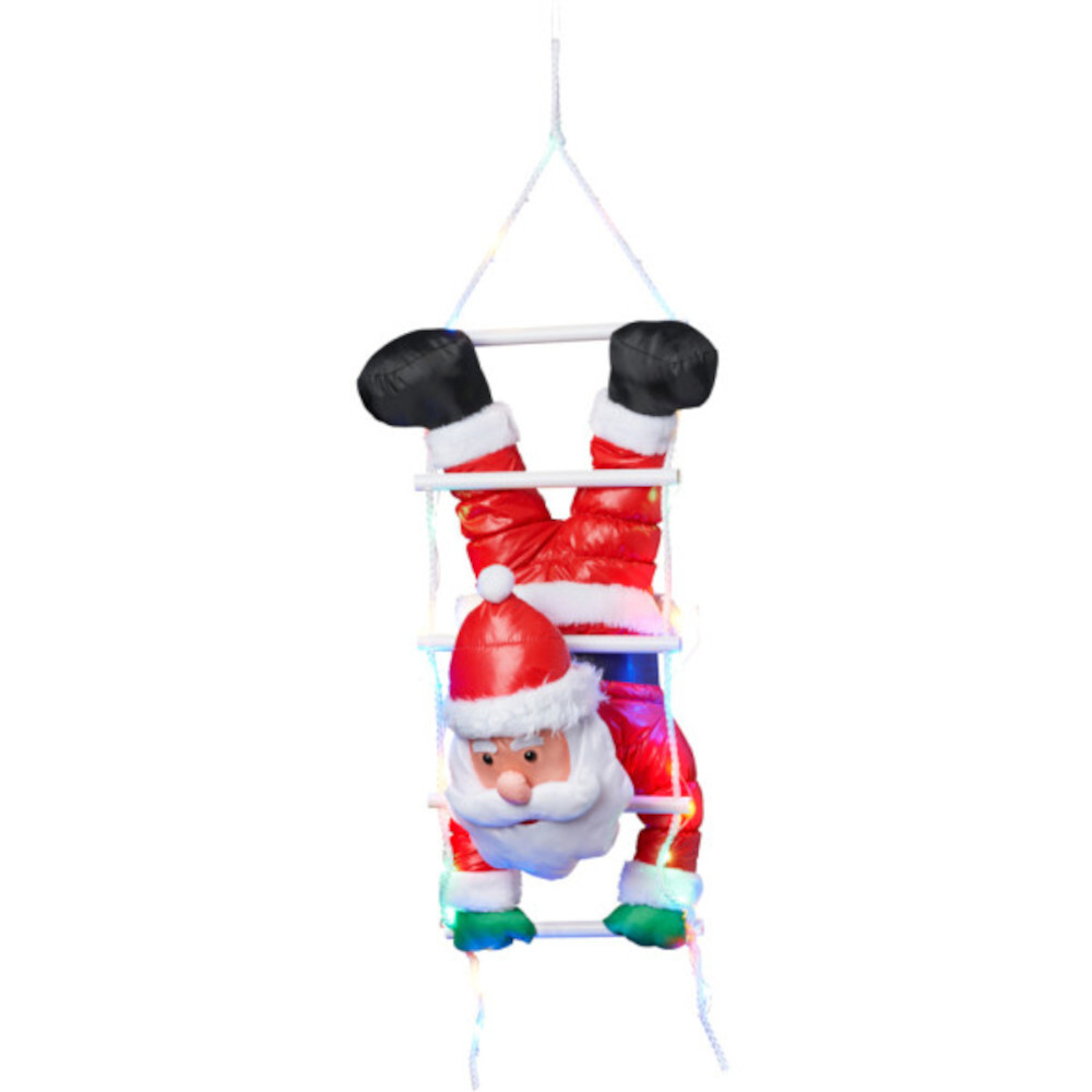 Weihnachtsmann kopfüber auf LED-Leiter 110 cm