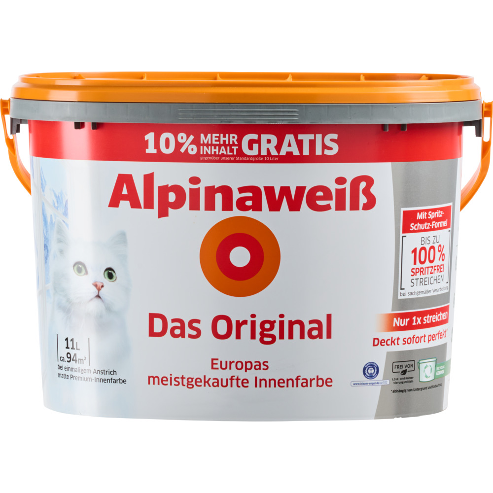 Alpinawei&szlig; Wandfarbe 10 Liter + 1 Liter gratis image number 1