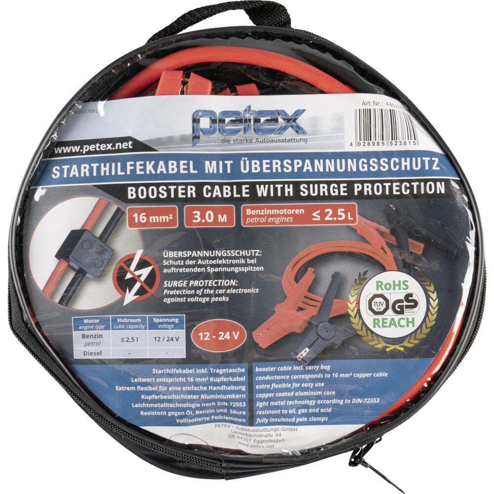 Starthilfekabel Benzinmotoren, 3 m x 16 mm², Überspannungsschutz image number 2