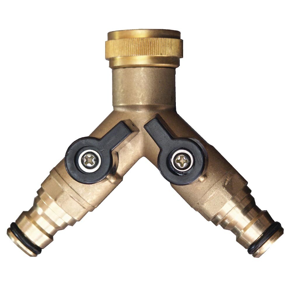 Y-Verteilerstück 3/4" mit 2 Kugelhähnen Messing