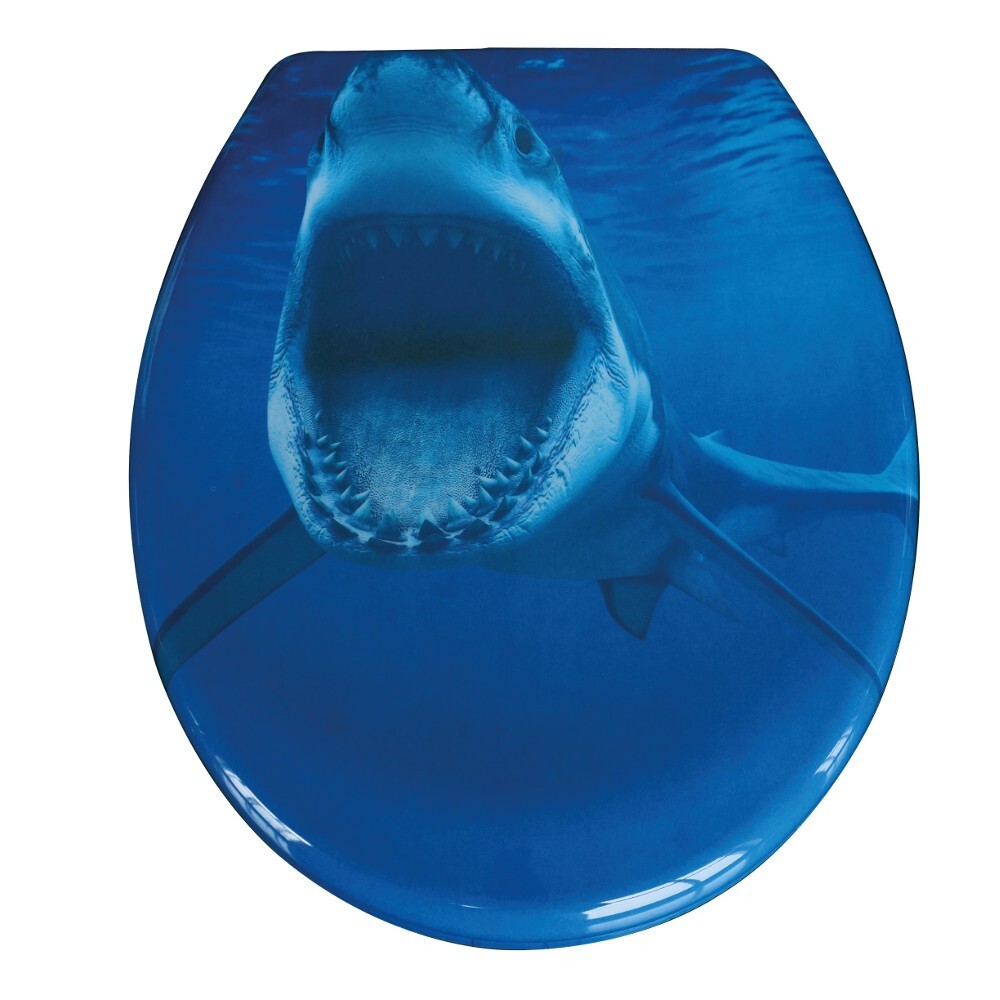 WC-Sitz Duroplast Absenkautomatik Motiv Shark inkl. Befestigung image number 0