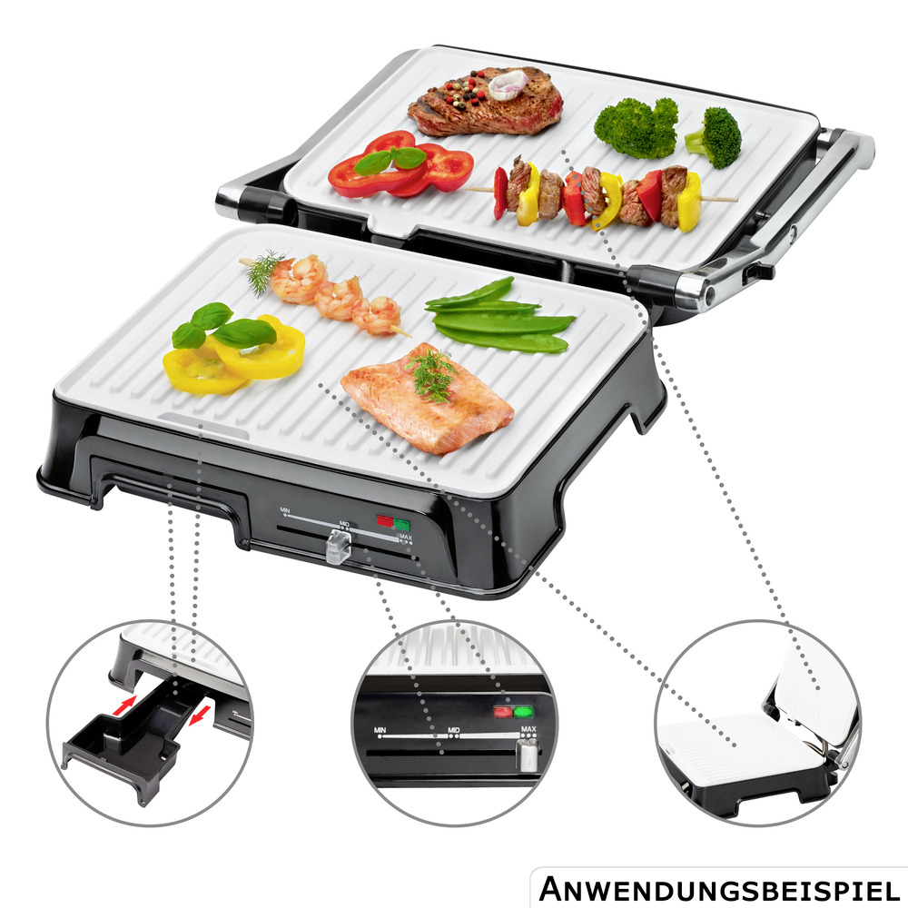 CLATRONIC® Kontaktgrill Keramik Edelstahl 2000 Watt image number 0