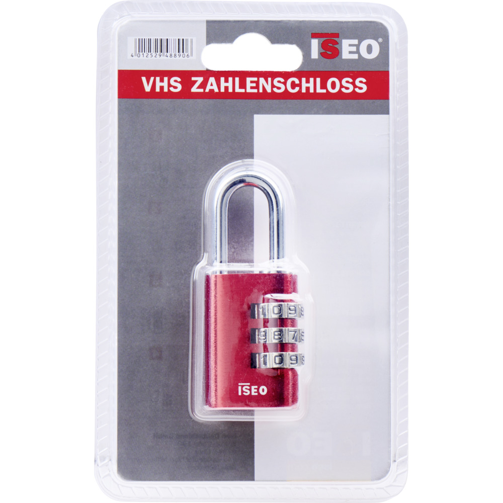 Vorhängeschloss mit Zahlenkombination in Rot image number 3