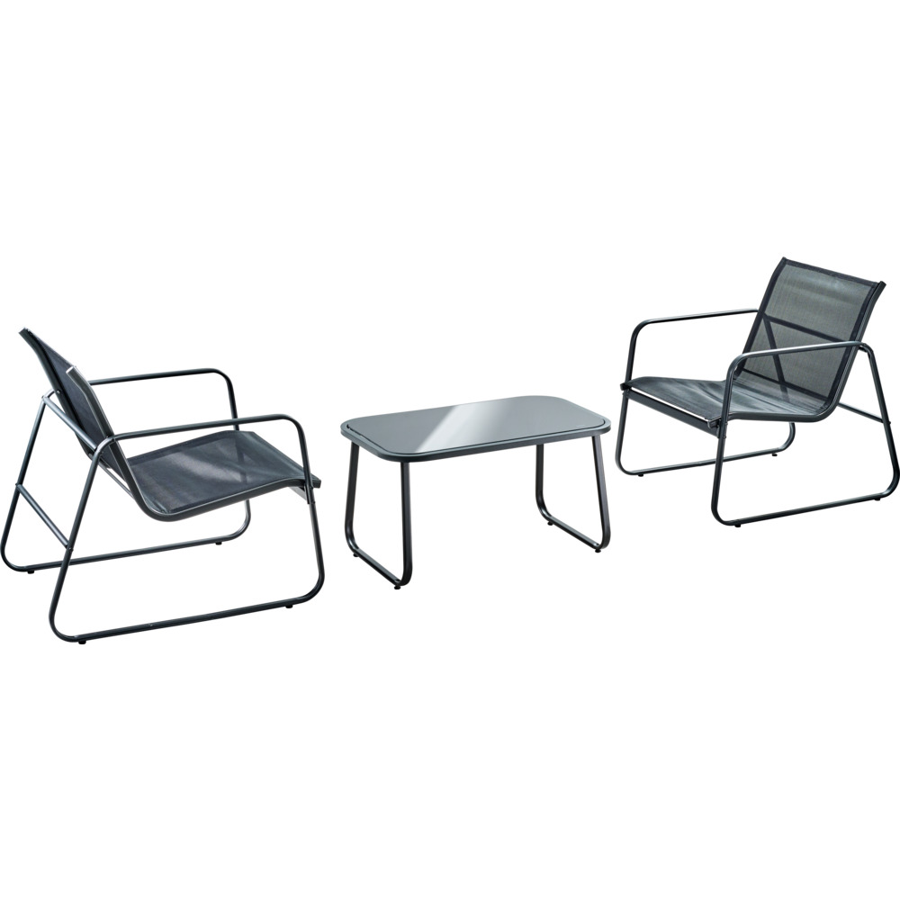 Lounge-Set 4-teilig, 4-Sitzer mit Metallgestell, Tisch und Stühlen image number 1