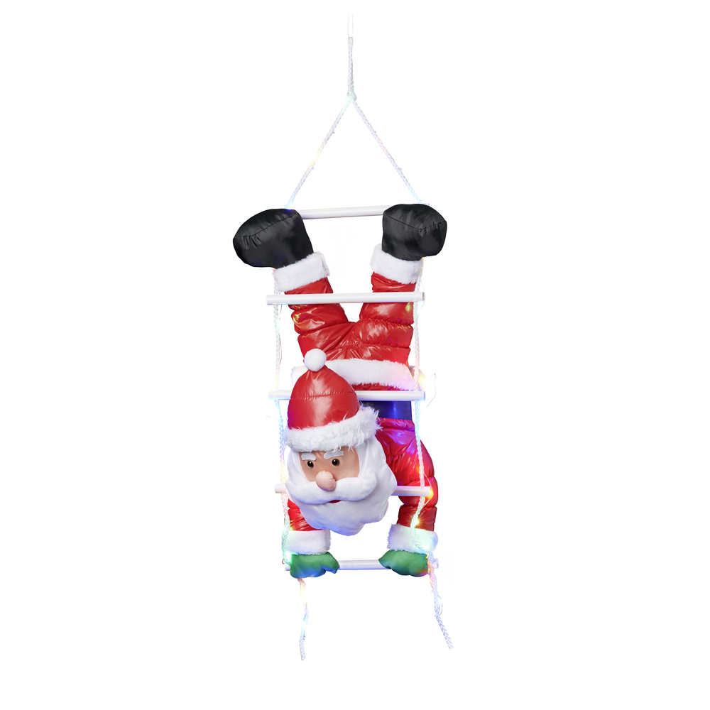 Weihnachtsmann kopfüber auf LED-Leiter 110 cm image number 1